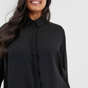 ASOS Curve Black Semi-Sheer Blouse Size 22